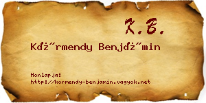 Körmendy Benjámin névjegykártya